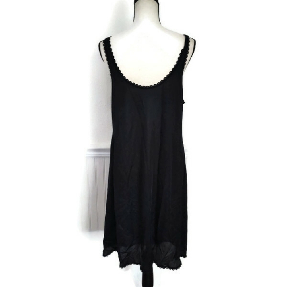 Vintage Black Slip Dress Lingere Sears Trimming - Picture 2 of 4